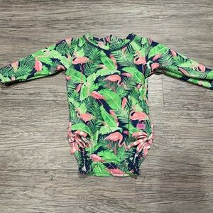 Ruffle Butts Flamingo Rash guard Swimsuit